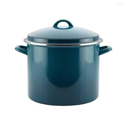 Наборы посуды, кастрюли для приготовления пищи, морская синяя эмалированная стальная кастрюля на 12 литров с крышкой, набор кухонных сковородок