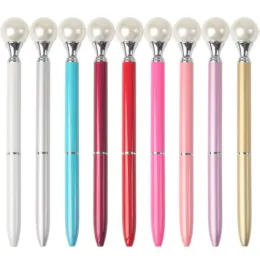 Partihandel Pearl Ball Pennor Ballpen Pen Fashion Girl Big Pearl Ball Point Pennor For School Stationery Office Supplies Wholesale LL