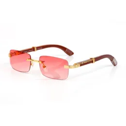 Ny modedesigner Retro solglasögon för kvinnor Herr Square Rimless Glasses Frame Clear Blue Red Brown Lense Gold and Silver Meta