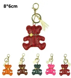 Delicate Orange Cute Novty Car Keychain Jewelry Bag Accessories Charm Leather Bear Key Ring Holder KeyFob Jewelry8660764