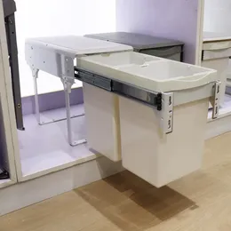 Kitchen Storage Push-pull Drawer Hidden Cabinet Trash Bin Sink The Sorting Bucket In Can Be Connected To Door