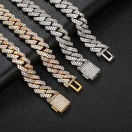 Benutzerdefinierte KVC neue trendige hochwertige 15 mm Herren Blink Bling Schmuck Gold Hip-Hop Miami Cuban Link Iced Out Seil Kette Halskette