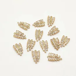 Breloque en forme de feuilles de zircone cubique, 18x10mm, 50 pièces, pour collier/boucle d'oreille faite à la main, pièces de bricolage, résultats d'accessoires de bijoux, nouvelle collection