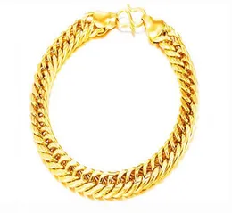 18k real gold plated gold color bracelet size 8mm 20cm big thick chain bangle for men jewelry whole7316535