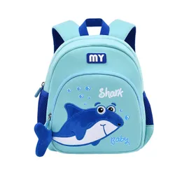 Children's Backpack Waterproof Breathable Wear-resistant School Bags 3D Cute Shark Shape Preventing Loss of Traction Rope 240102