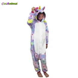 Fantasia estrela unicórnio kigurumi fantasia para crianças desenho animado pijama macacão de inverno para crianças