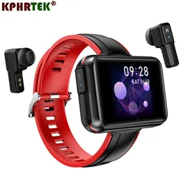 سماعات الأذن T91 Smart Watch 2 في 1 TWS Wireless Bluetooth Headset Big DIY Screen Litness Rate Tracker for Woman Men Sports Smartwatch