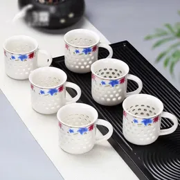 Tazza da tè squisita in porcellana blu e bianca Set Kung Fu in ceramica Tazze giapponesi in porcellana cinese Tazza vintage in ceramica a mano 240102
