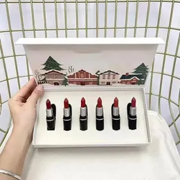 Ruj Lüks Marka Noel Rujlar 6pcs Set Dubonnet Rubywoo Chili 6 Molors Dudaklar Makyaj Çıplak Renk Ruj Hediye Kutusu Koleksiyonu Matte