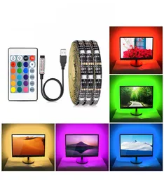 5V USB RGB LEDストリップライト5050 SMD 16カラーネオンランプTVバックライト照明ノートウォータープルーフ