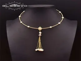 Glseevo Natural Freshwater Pink Pink Baroque Pearl Necklace on Mekn Woman Handmade Tassel Pendant Style Vintage Jewelry GN0274 210929828556792