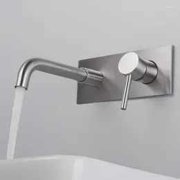 Decorative Figurines Stainless Steel Wall Water Basin And Cold Inter-Platform Wash Embedded Washbasin Household Faucet