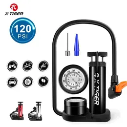 Bombas de bicicleta xtiger portátil bomba de bicicleta pedal alta pressão bomba pé ultraleve liga alumínio mtb bicicleta pneu inflator acce