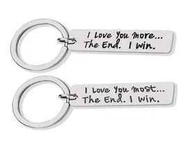 Custom Couple Jewelry Keychain I LOVE YOU MORE THE END I WIN Stainless Steel Charm Keyring Valentines Day Gift Husband Wife Gift5863698