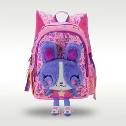 Australia Smiggle Original Children's Schoolbag Girls Pink Rabbit Shoulder Backpack Kawaii 3-7 Years Old Modelling Bag 14 Inches 240102