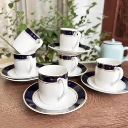 Luxury Espresso Mugs 80ml Set of 6 Ceramic Cups With Saucers Insulated Tea Coffee s Dishwasher Safe 240102