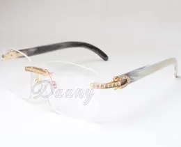 New frameless square frames T3524012 white lenses natural mixed horns eyeglassessize5618140mm frames for men and women7084094