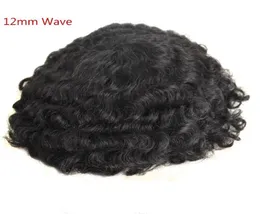 Onda peruca para homens laço completo encaracolado cabelo humano peruca sistema de substituição 8x10 polegada 8mm 10mm 12mm onda suíço laço masculino hairpiece3832943