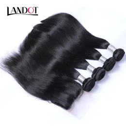 Wefts 8A Lace Closure with 3 Bundles Brazilian Virgin Human Hair Weaves Peruvian Malaysian Indian Cambodian Mongolian Straight Human Hai