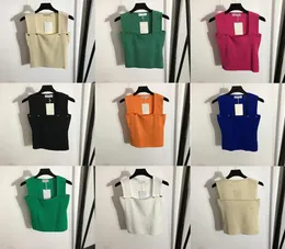 8 Colors Knit Tops Tanks Fashion Button Designer Vests Camis Summer Sleeveless Ladies Vest Trendy Soft Touch Female Tee3883276