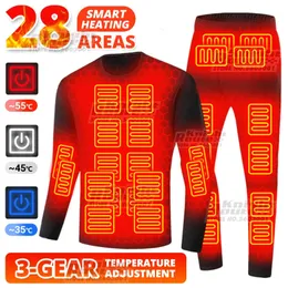 28 áreas inverno aquecido jaqueta masculina aquecida roupa interior térmica lã usb alimentado roupas femininas motocicleta jaqueta de esqui acampamento 240103