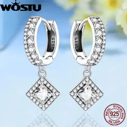 Huggie WOSTU 925 Sterling Silver AAA Zircone Orecchini a cerchio per le donne di alta qualità da sposa gioielleria raffinata Ciondola il gancio Plata 925 pendientes