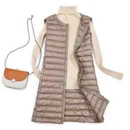 Gilet nuove donne autunno inverno gilet senza maniche bottone a pressione femminile gilet lungo leggero antivento caldo gilet foderato Plus Size M3XL