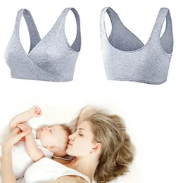 Kvinnor underkläder sover ingen underwire dra upp ammande avtagbara insatser bomullsblandning sömlös fast sport moderskap behå 240102