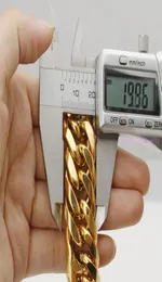 Pesante enorme 1620 mm tono oro giallo cubano catena a maglie catena in acciaio inossidabile braccialetto biker regalo da uomo 740 pollici dimensione personalizzata5999919