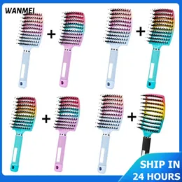 2 pc/pacote magia demelant escova cerdas de cabelo de náilon popbrush desembaraçar escova couro cabeludo massagem pente para cuidados com o cabelo profissional pente de cabelo 240102