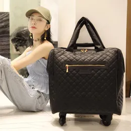 Suitcases Suitcase's suitcase 100 PU light portable travel trolley bag small rolling luggage female brand boarding 18 inch handbag 230216