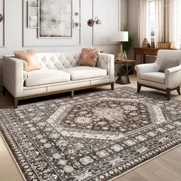 Tapetes de área para sala de estar, antiderrapante, lavável, vintage, grande, resistente a manchas, decoração de casa, marrom, 8'x 10'