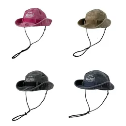 Bergsklättring hatt mäns och kvinnors vintage tvättade bomull broderad fiskare hatt utomhus solskydd västra cowboy hatt 240102