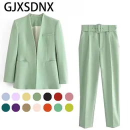 GJXSDNX Women Fashion Dwa sztuki Zestawy Traf Office Wear Blazers Poleśnia