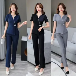 Black Beautician Overalls Working el Club Spa Foot Bath Slim Suit Salon Work Clothe Esthetician Uniform For Massage y240102