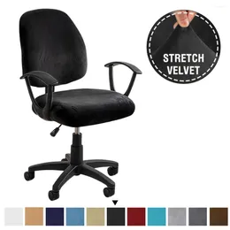 Capas de cadeira Capa de escritório Super Soft Velvet Stretch Lavável Mesa de computador Armless Slipcover Protetores à prova de poeira