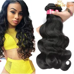 wefts gaga Queen Brazilian Virgin Hair Body Wave Double Weft 4 번들 바디 웨이브 인간 머리 확장