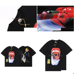 Damen T-Shirt Damen High Street Beauty Männer und Frauen tragen Big Mouth Bedruckte Ins Kurzarm T-Shirts Cartoon Drop Delivery Appar Dhlc6