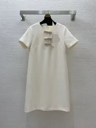 10006 XL 2024 Milan Runway Dress SPring Crew Neck Short Sleeve Mid Calf White Brand Same Style Womens Dress Fashion High Quality weiniG23122819