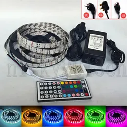 Şeritler Full Kit 5m 5050 RGB LED Esnek Strip Light Bant 600LEDS Çift Sıralı IP20 Su geçirmez olmayan + 12V 8A Güç Kaynağı + 44key Uzaktan Con