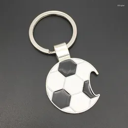 Party Favor Football Shaped Bottle Opener Keychain Metal Alloy Key Buckle Ring Openers för Kitchen Bar -gåvor WB1185