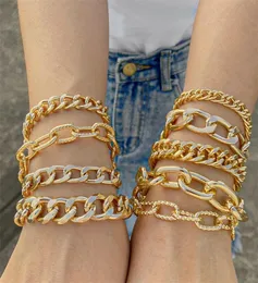 Link Chain Punk Gold Bracelets Branch Geometric Beads Stacking Bracelet Set Multi Layered 2021 Jewelry4964099