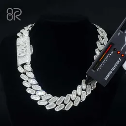 braccialetto collana mossanite Hip Hop spesso VVS Moissanite catena a maglia cubana personalizzato ghiacciato argento 925 baguette diamanti braccialetto gioielleria raffinata