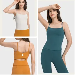 LU-1867 Frauen Casual Yoga Outfit Kreuz Zurück Mit Brust Pad Yoga Weste Mädchen Laufen Sport Weste Damen Ärmellose Sportbekleidung