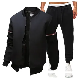 Mannen Joggen 2 Delige Set Herfst Winter Rits Jas en Joggingbroek Streetwear Mode Jas Outfits Mannelijke Trainingspak 3XL 4XL 240102