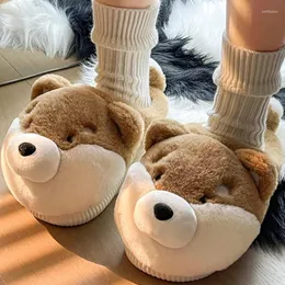 Slippers Cartoon Animal Cotton Women Winter Lovely Indoor Warm Round Head Large Size Flats Shoes Zapatillas Casa Invierno