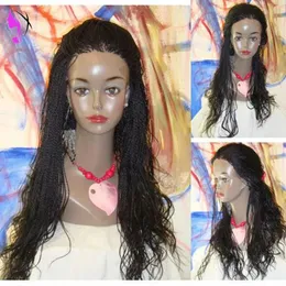 Perucas 30 polegadas longo kinky torção peruca dianteira do laço sintético natural afro totalmente micro tranças peruca trança sintética africana para mulheres afro