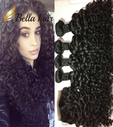 Bella hår 8a 5pcslot peruansk hår med toppstängning jungfru 4 buntar vattenvågväv bunthandlar full head4194381