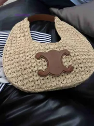 10A hochwertige Tasche für Damen, Designer-Tragetasche von Celins's Bags, gewebte Unterarmtasche aus Gras mit kleinem Design für den Sommer 2024, neu mit echtem Logo