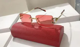 WholeFashion Sun Glasses Eyeglass Rimless Frames光学サングラスブランドデザイナーグラスとケースとBox4004624